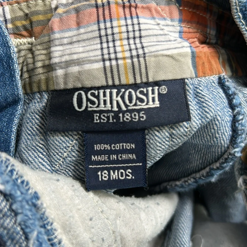 Oshkosh B'gosh Overalls Toddler 18 Months Denim Dinosaur 100% Cotton